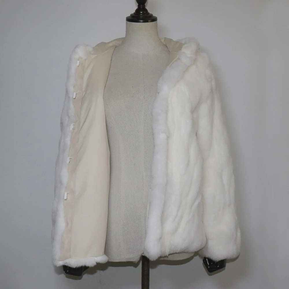 Rex Rabbit Fur Coat Winter Thick Women 100% Natural Real Rex Rabbit Fur Jacket Female Warm Soft Genuine Rex Rabbit Fur Overcoat