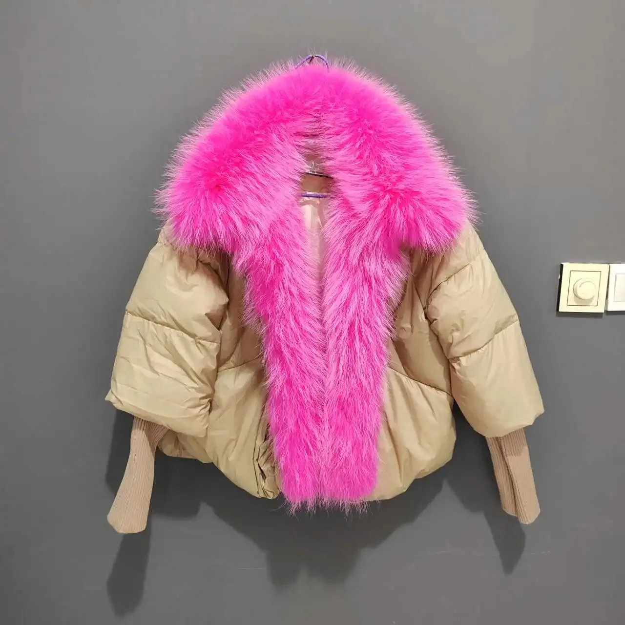 Oversized Winter Warm Real Fox Fur Collar Black Down Coat Women Puffer Outerwear Jackets 2024 Autumn Winter