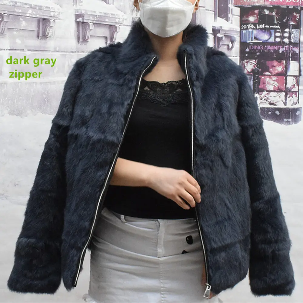 Fancy Rani Natural Rabbit Fur Coat Women Winter Jacket Real Leather And Fur Women's Clothing Female Outerwears With 2024