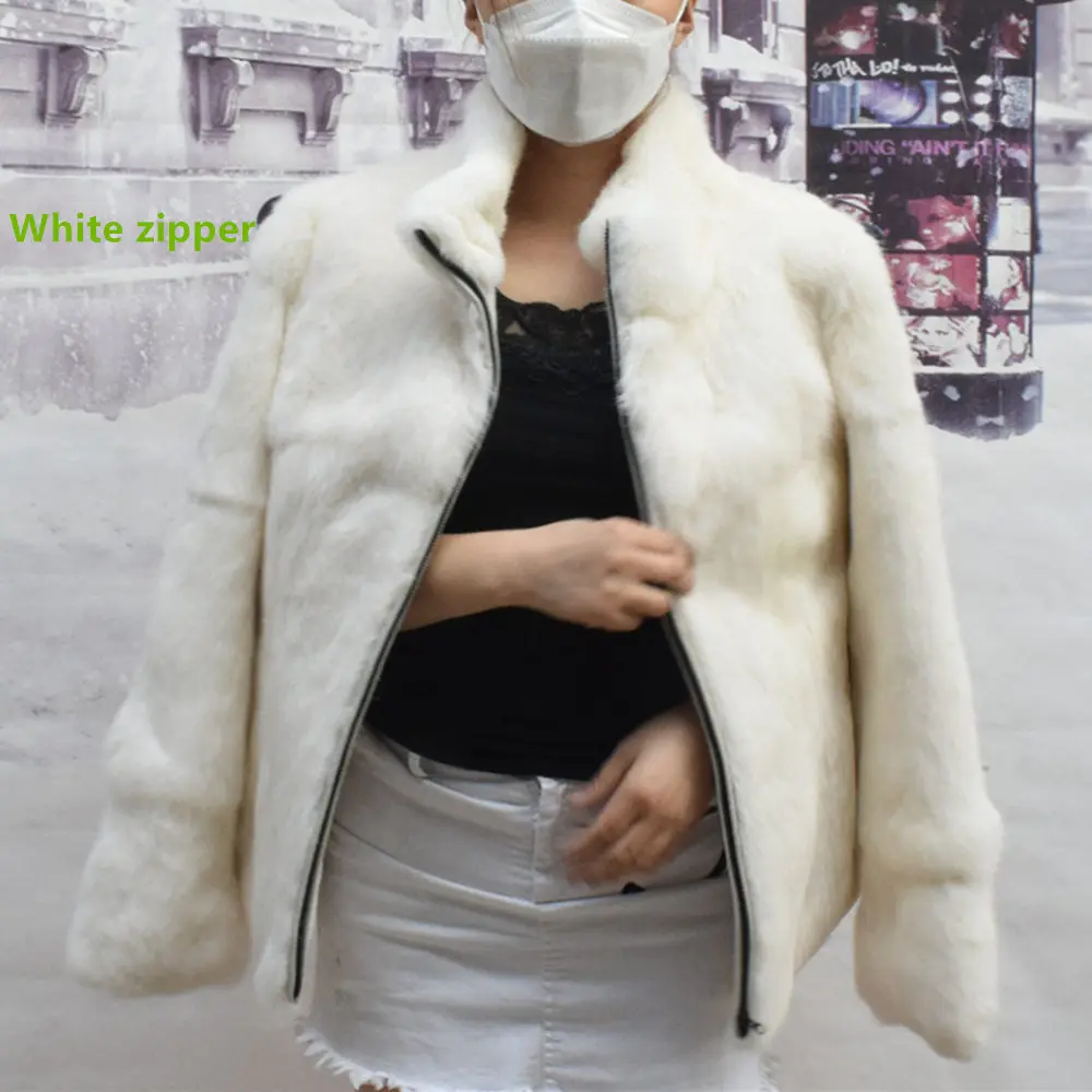 Fancy Rani Natural Rabbit Fur Coat Women Winter Jacket Real Leather And Fur Women's Clothing Female Outerwears With 2024