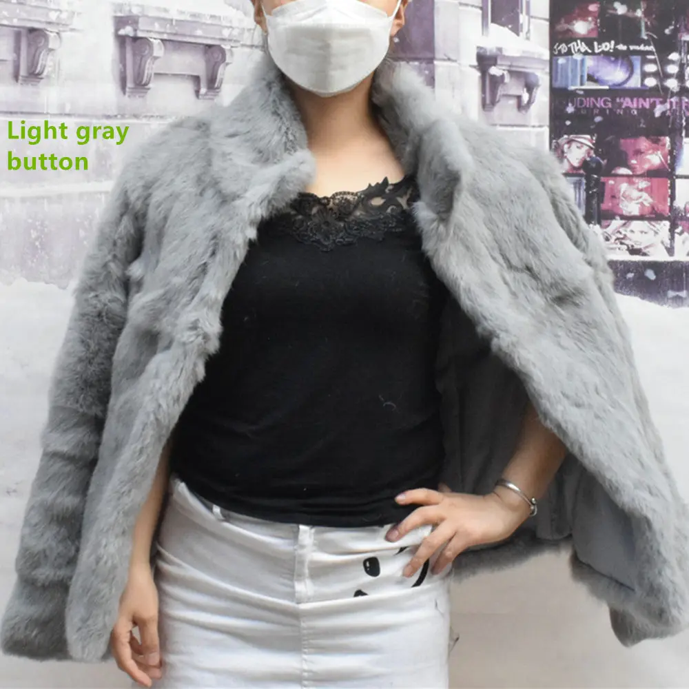 Fancy Rani Natural Rabbit Fur Coat Women Winter Jacket Real Leather And Fur Women's Clothing Female Outerwears With 2024