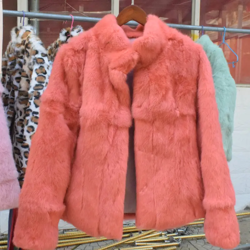 Fancy Rani Natural Rabbit Fur Coat Women Winter Jacket Real Leather And Fur Women's Clothing Female Outerwears With 2024