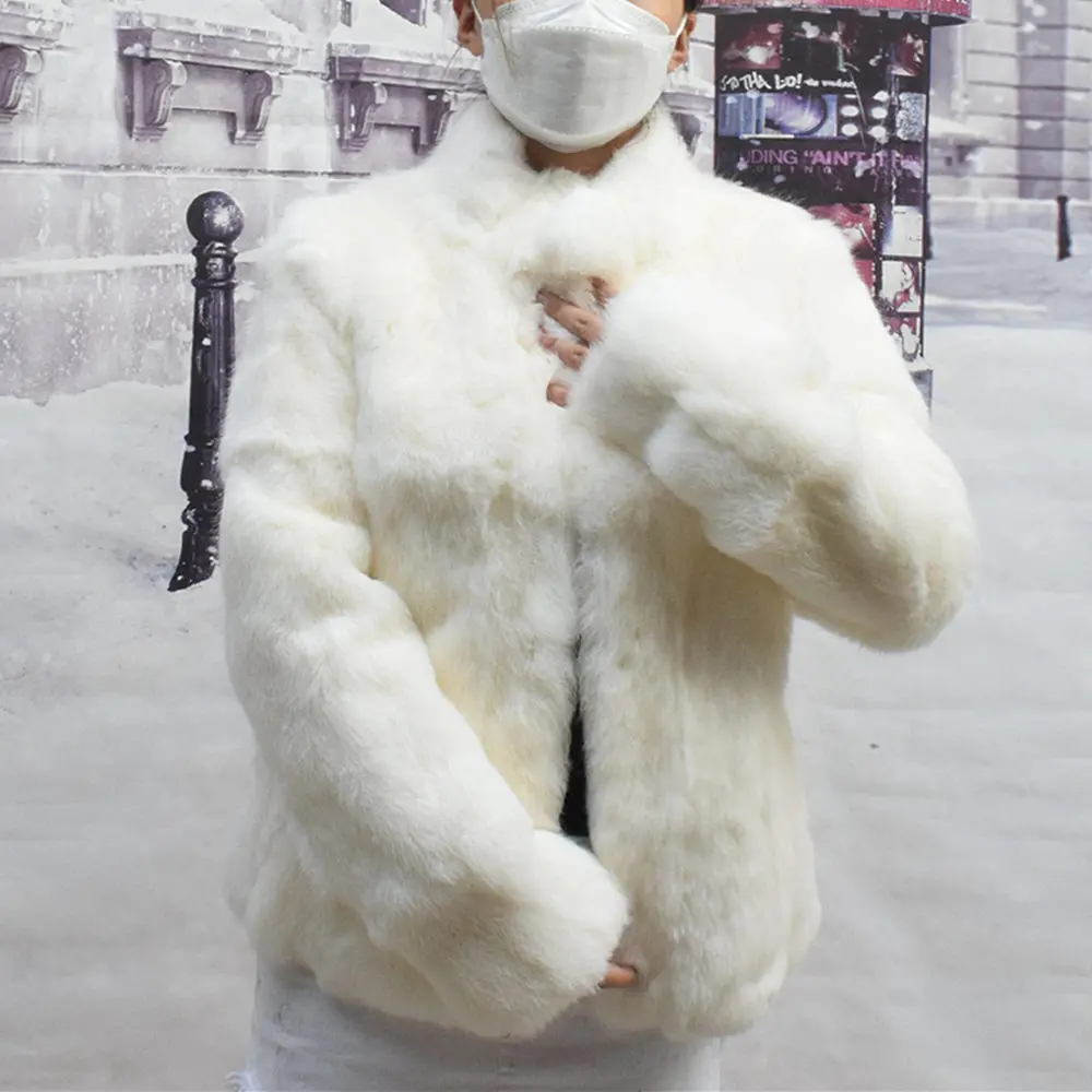 Fancy Rani Natural Rabbit Fur Coat Women Winter Jacket Real Leather And Fur Women's Clothing Female Outerwears With 2024