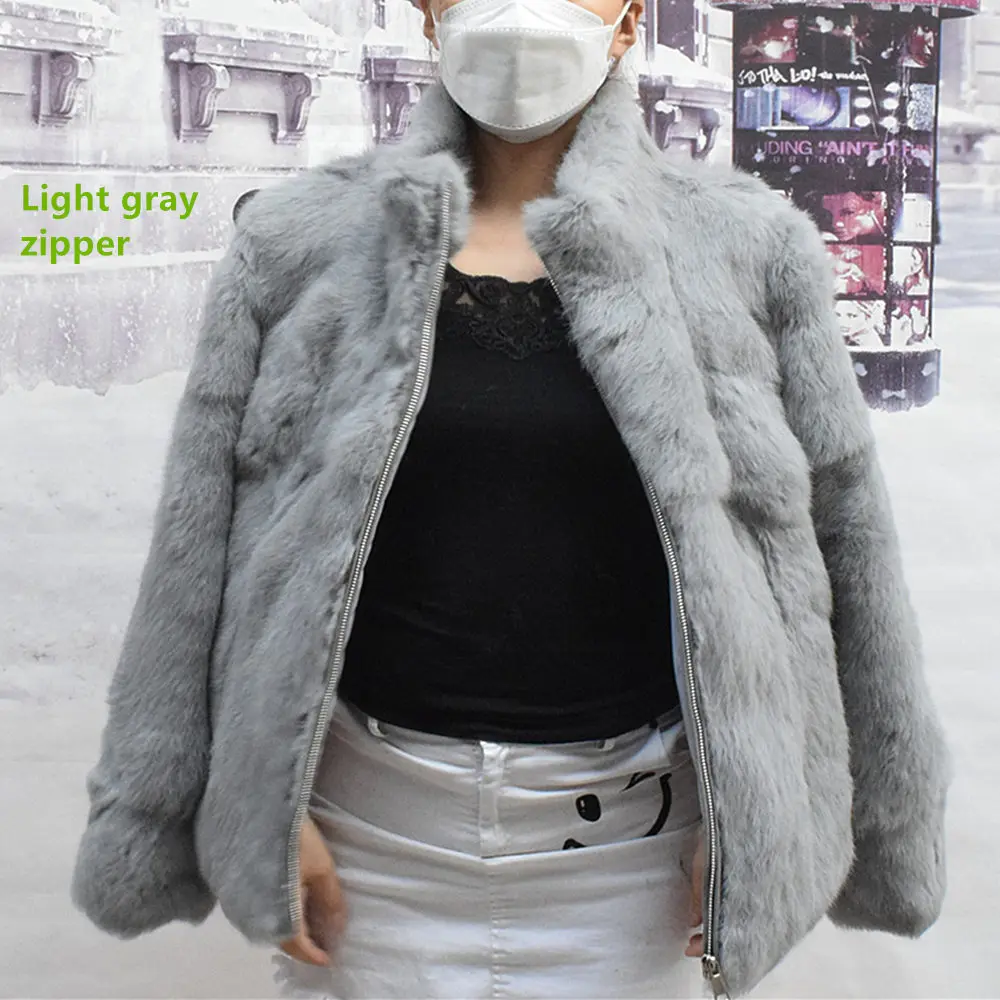 Fancy Rani Natural Rabbit Fur Coat Women Winter Jacket Real Leather And Fur Women's Clothing Female Outerwears With 2024