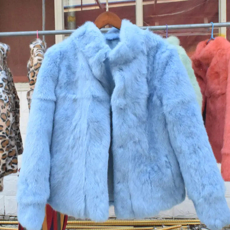 Fancy Rani Natural Rabbit Fur Coat Women Winter Jacket Real Leather And Fur Women's Clothing Female Outerwears With 2024