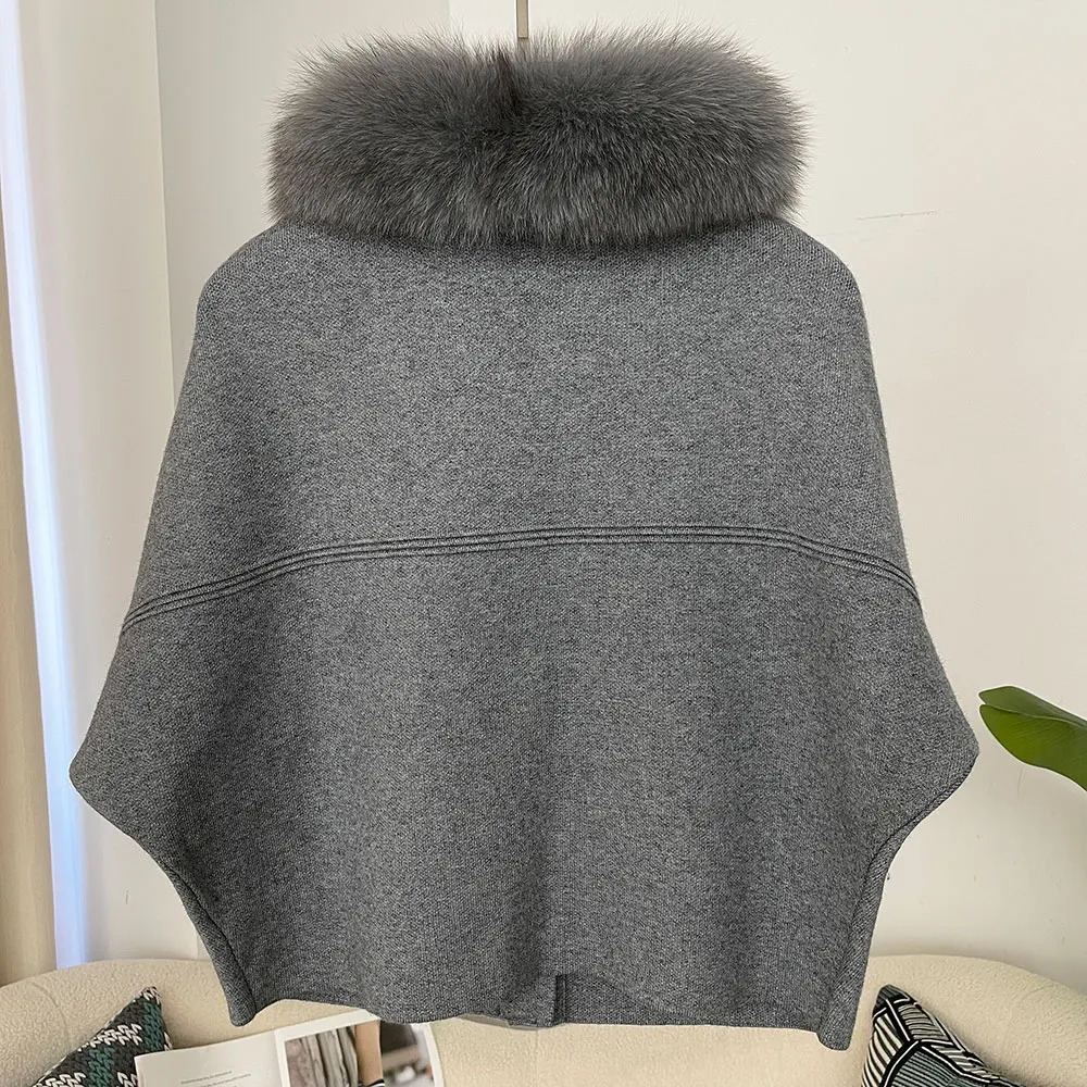 OFTBUY Autumn Winter Real Fox Raccoon Fur Collar Coat Knitted Sweater Women Short Sleeve Jacket Thick Warm Outerwear Streetwear