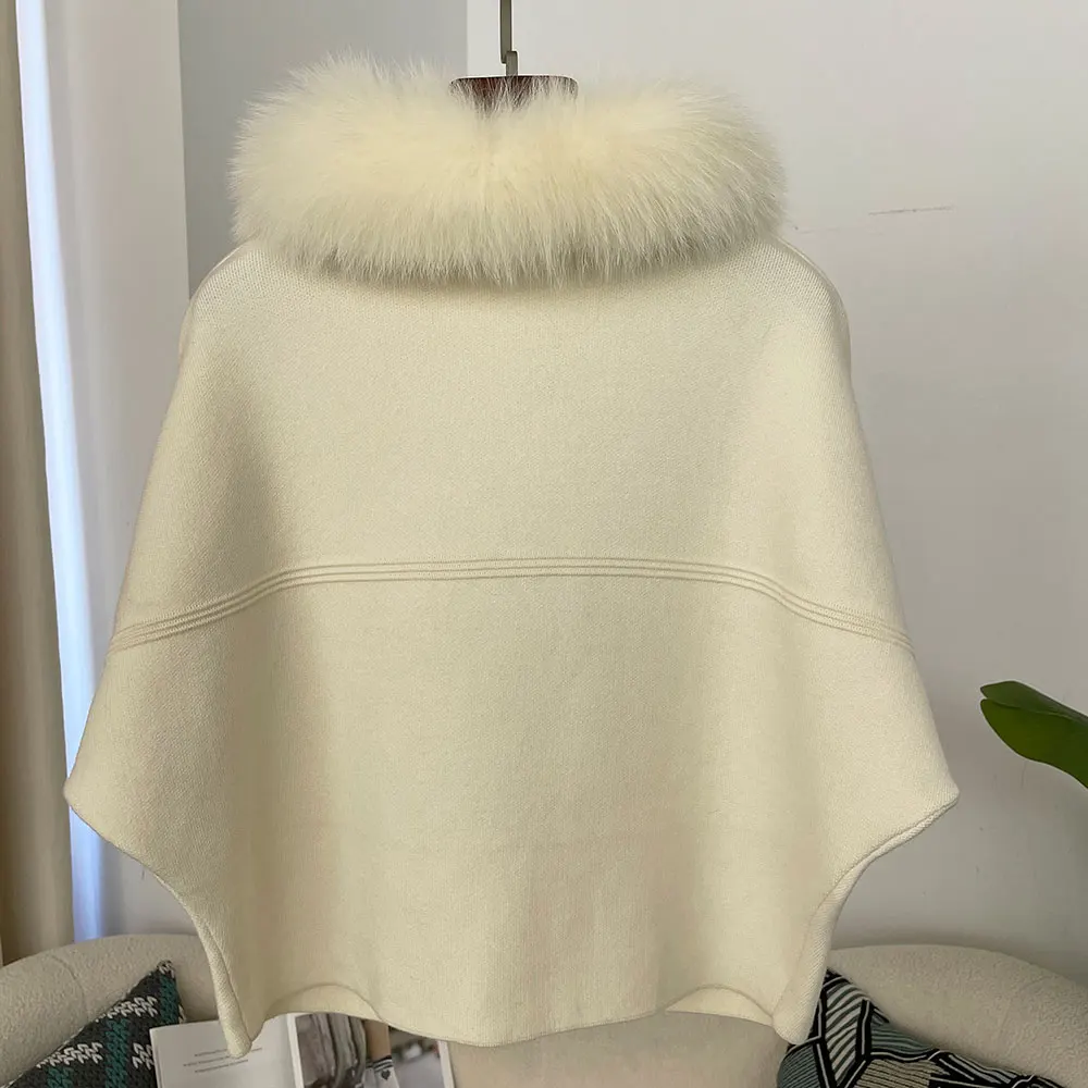 OFTBUY Autumn Winter Real Fox Raccoon Fur Collar Coat Knitted Sweater Women Short Sleeve Jacket Thick Warm Outerwear Streetwear