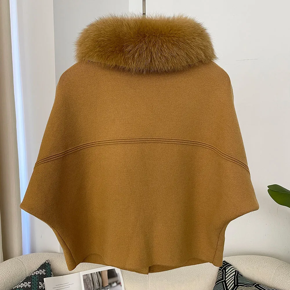 OFTBUY Autumn Winter Real Fox Raccoon Fur Collar Coat Knitted Sweater Women Short Sleeve Jacket Thick Warm Outerwear Streetwear
