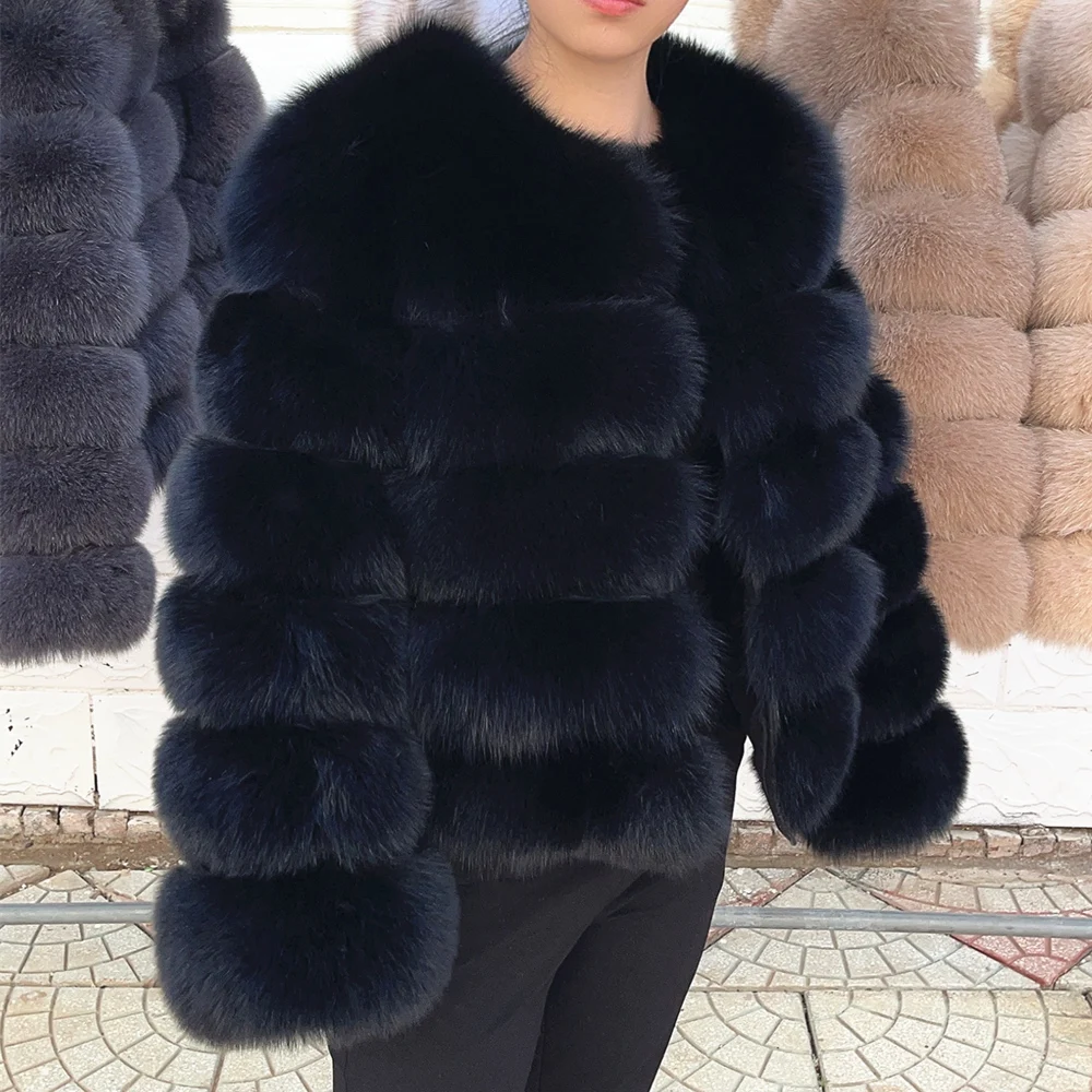 QUEENTINA Fox Fur Coat Real Winter Women'S Fashion Brown 2026 Leather And Skin Clothing Natural New In Coats & Jackets Tops Sale