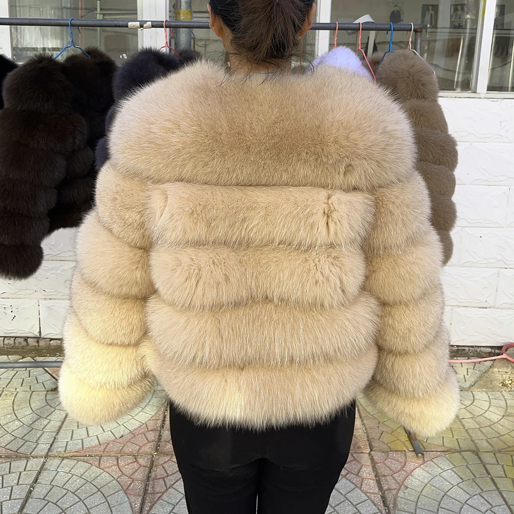 QUEENTINA Fox Fur Coat Real Winter Women'S Fashion Brown 2026 Leather And Skin Clothing Natural New In Coats & Jackets Tops Sale