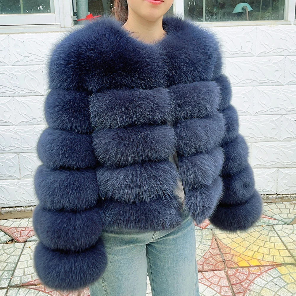 QUEENTINA Fox Fur Coat Real Winter Women'S Fashion Brown 2026 Leather And Skin Clothing Natural New In Coats & Jackets Tops Sale