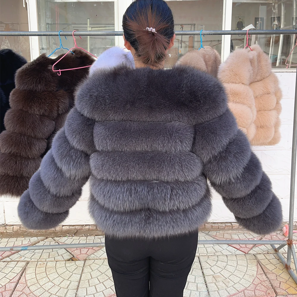 QUEENTINA Fox Fur Coat Real Winter Women'S Fashion Brown 2026 Leather And Skin Clothing Natural New In Coats & Jackets Tops Sale