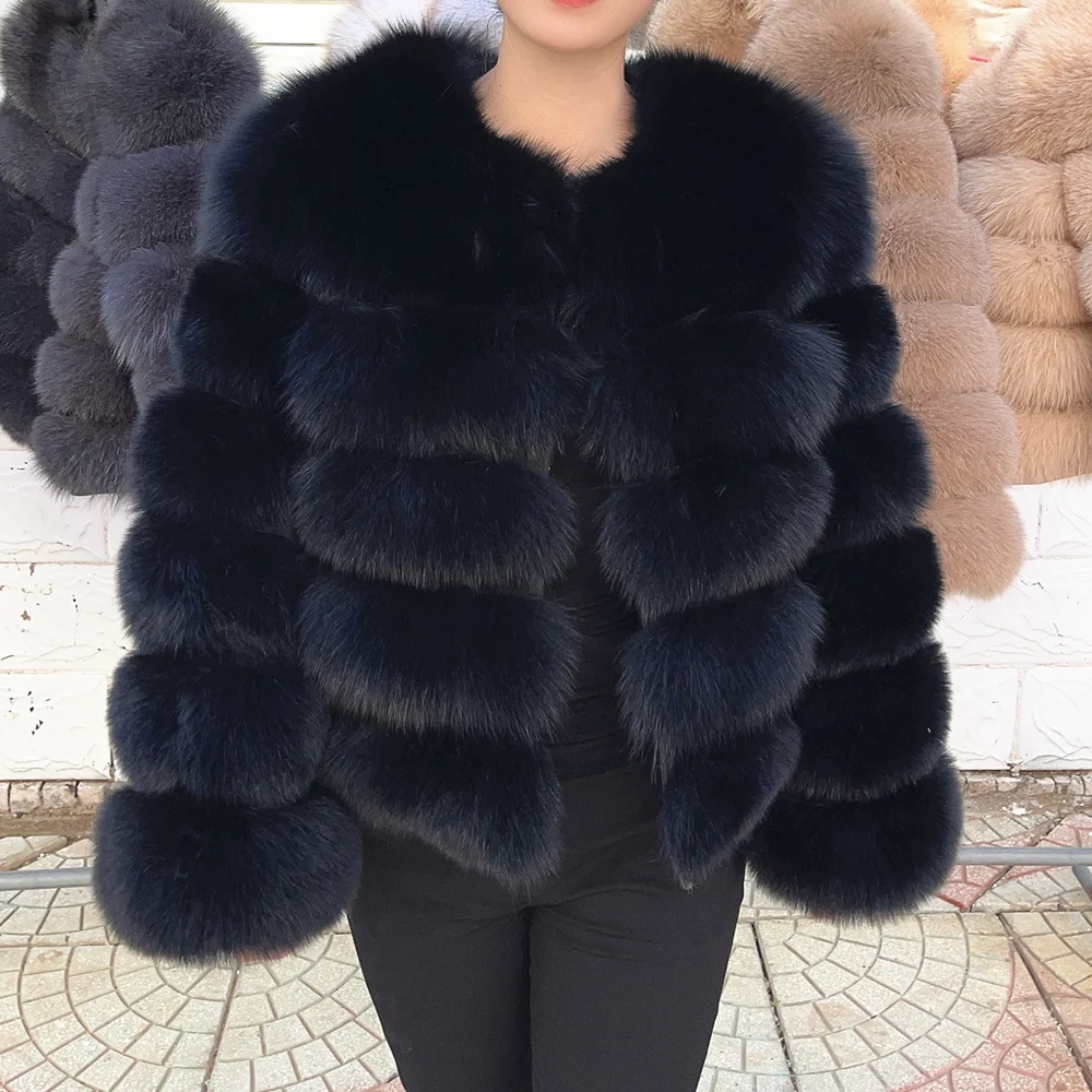 QUEENTINA Fox Fur Coat Real Winter Women'S Fashion Brown 2026 Leather And Skin Clothing Natural New In Coats & Jackets Tops Sale