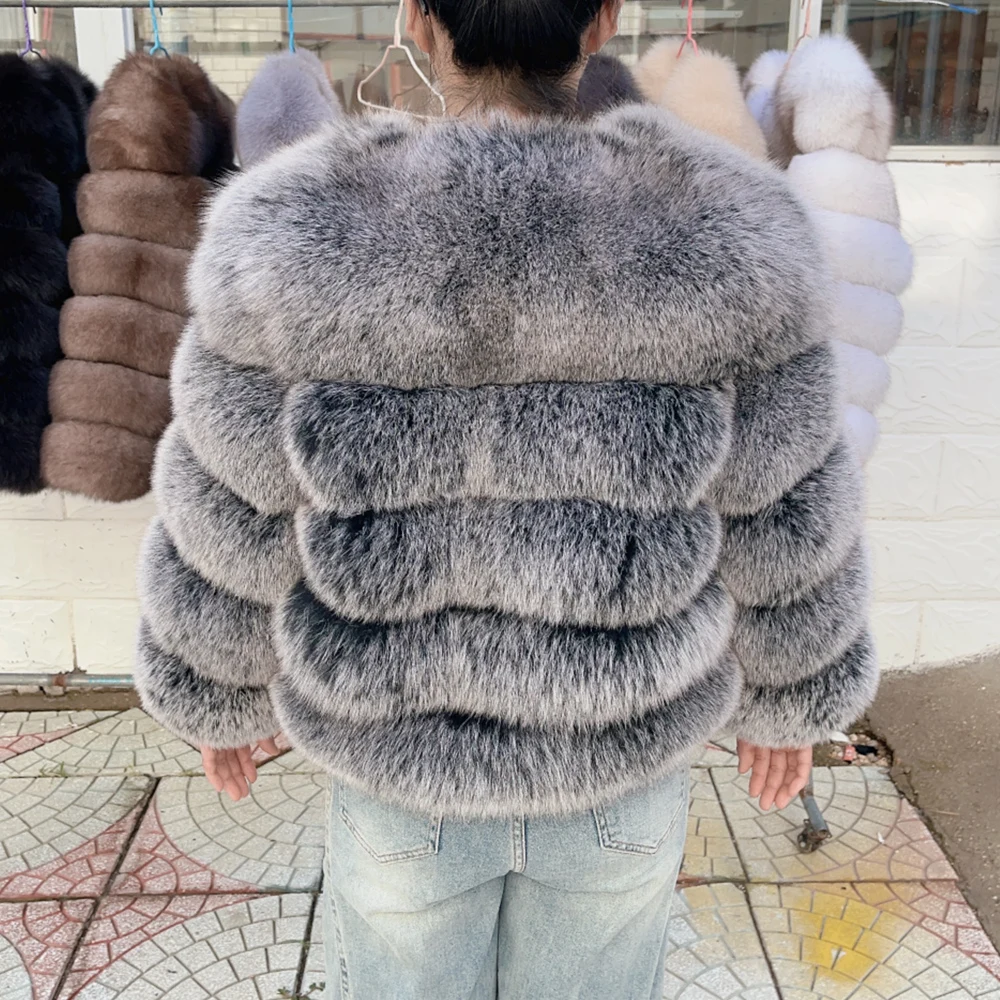 QUEENTINA Fox Fur Coat Real Winter Women'S Fashion Brown 2026 Leather And Skin Clothing Natural New In Coats & Jackets Tops Sale