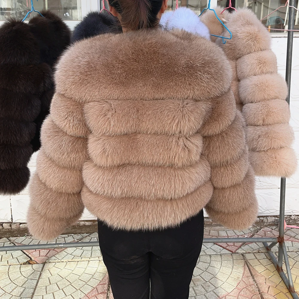 QUEENTINA Fox Fur Coat Real Winter Women'S Fashion Brown 2026 Leather And Skin Clothing Natural New In Coats & Jackets Tops Sale