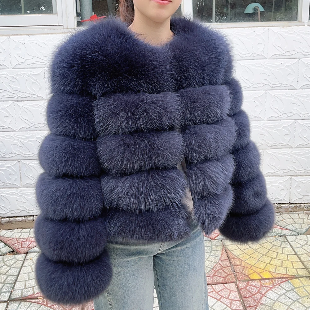 QUEENTINA Fox Fur Coat Real Winter Women'S Fashion Brown 2026 Leather And Skin Clothing Natural New In Coats & Jackets Tops Sale
