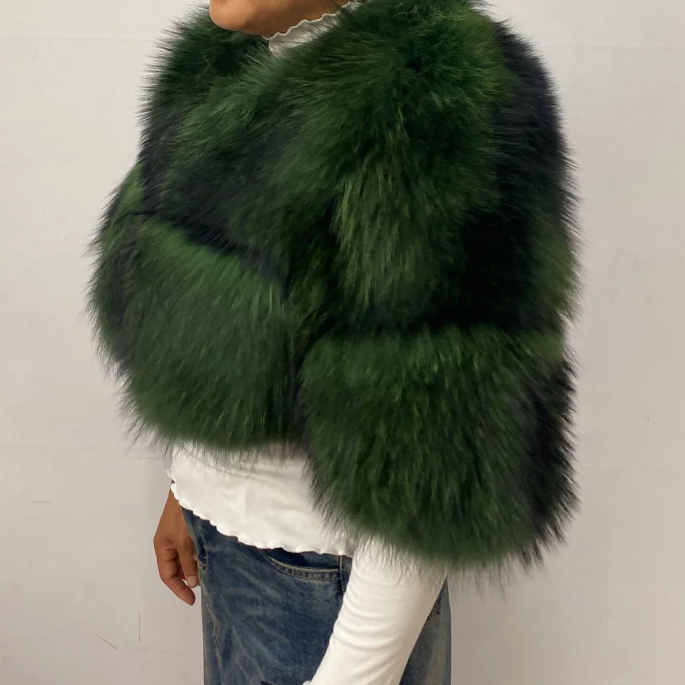 Authentic Raccoon Real Fur Short Coat Shawl Fashion 2026 New Model Elegant Warmth for Women's Outerwear