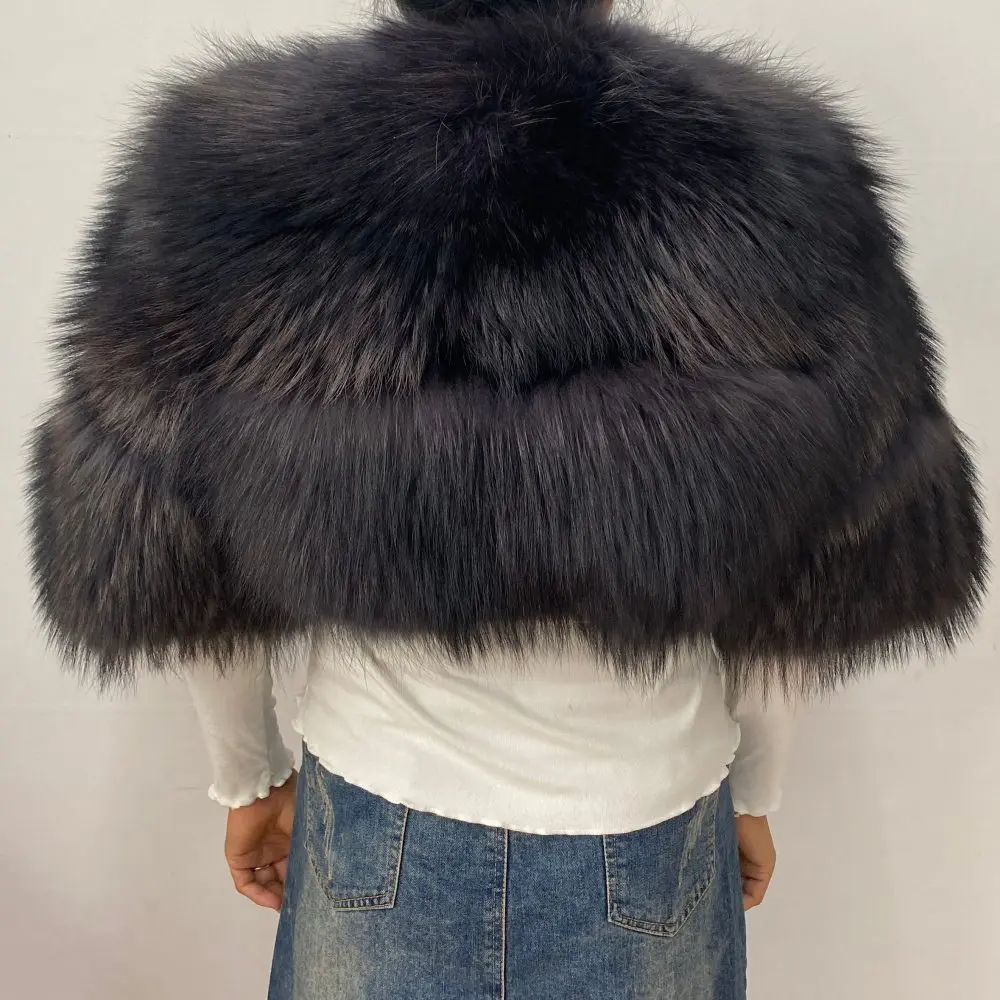Authentic Raccoon Real Fur Short Coat Shawl Fashion 2026 New Model Elegant Warmth for Women's Outerwear