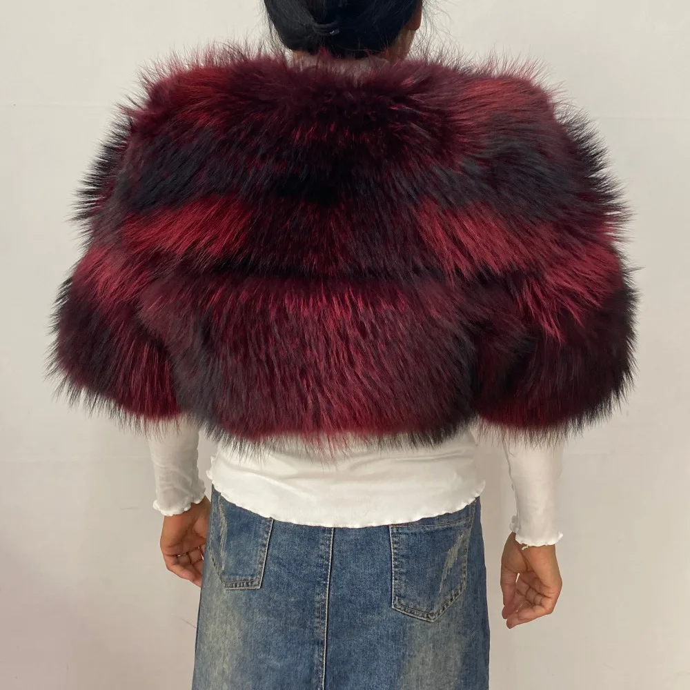 Authentic Raccoon Real Fur Short Coat Shawl Fashion 2026 New Model Elegant Warmth for Women's Outerwear