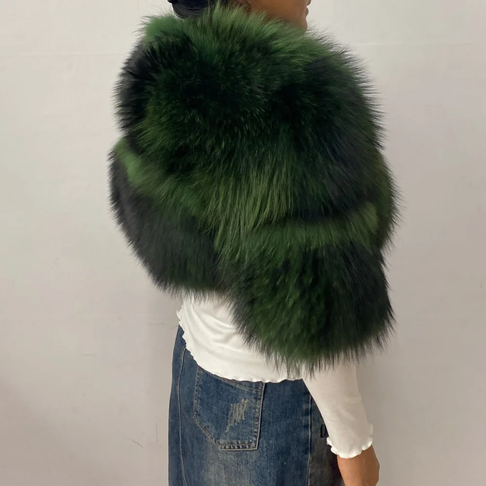 Authentic Raccoon Real Fur Short Coat Shawl Fashion 2026 New Model Elegant Warmth for Women's Outerwear