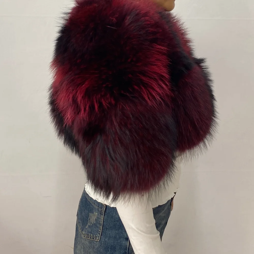 Authentic Raccoon Real Fur Short Coat Shawl Fashion 2026 New Model Elegant Warmth for Women's Outerwear
