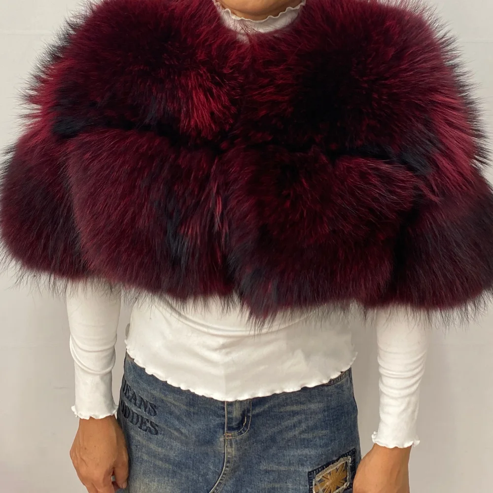 Authentic Raccoon Real Fur Short Coat Shawl Fashion 2026 New Model Elegant Warmth for Women's Outerwear