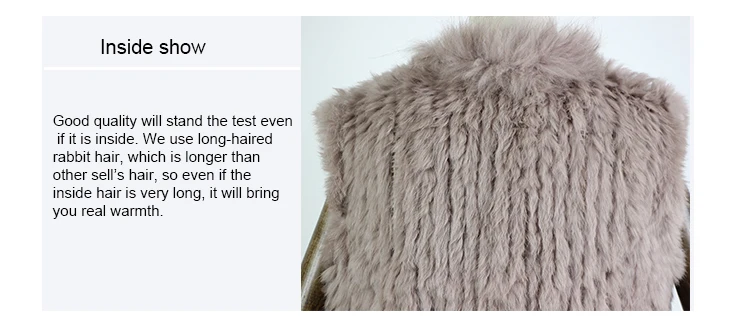 Harppihop womens natural real rabbit fur vest with raccoon fur collar waistcoat/jackets rex rabbit knitted winte