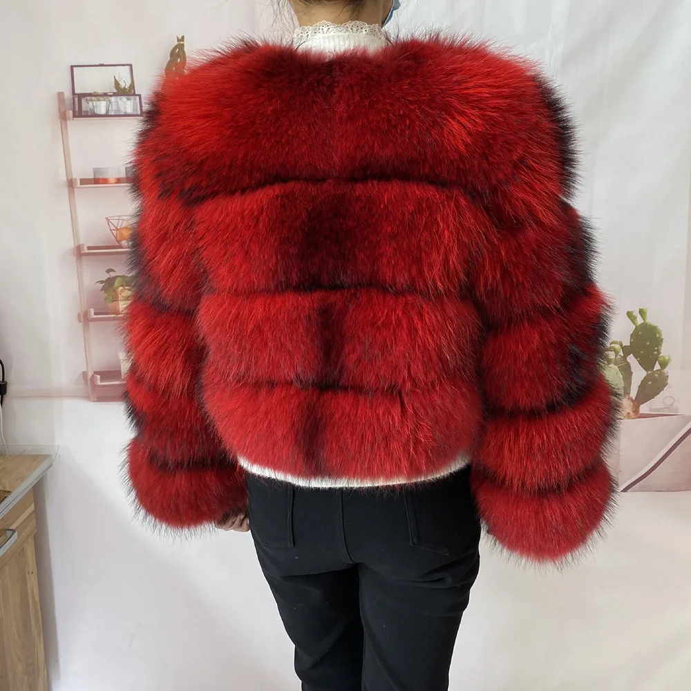 Real Natural Raccoon Jacket Women's Fashion Coats Real Fur Coat Round Neck Warm Thick Hoodie Detachable New Style