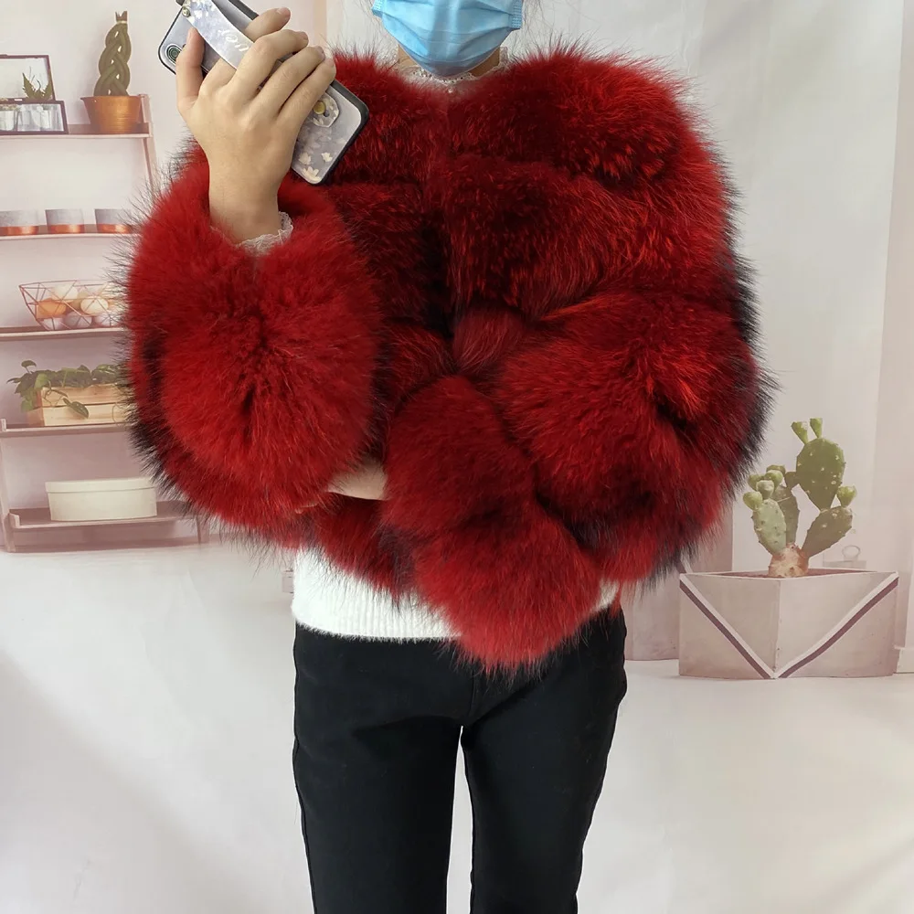 Real Natural Raccoon Jacket Women's Fashion Coats Real Fur Coat Round Neck Warm Thick Hoodie Detachable New Style