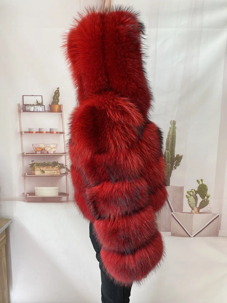 Real Natural Raccoon Jacket Women's Fashion Coats Real Fur Coat Round Neck Warm Thick Hoodie Detachable New Style