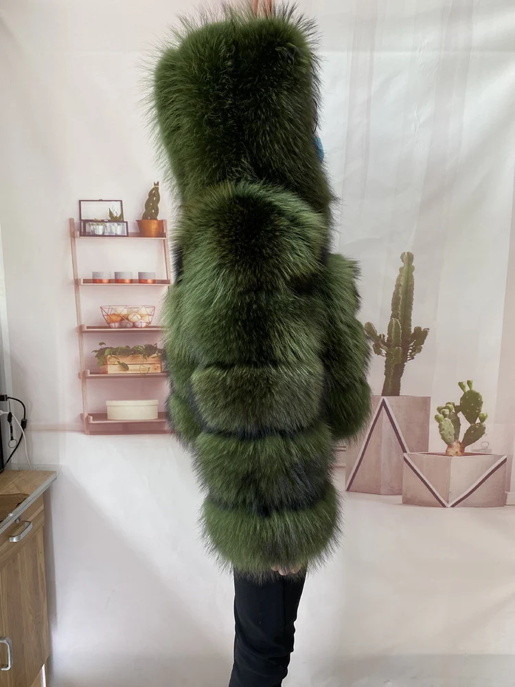 Real Natural Raccoon Jacket Women's Fashion Coats Real Fur Coat Round Neck Warm Thick Hoodie Detachable New Style