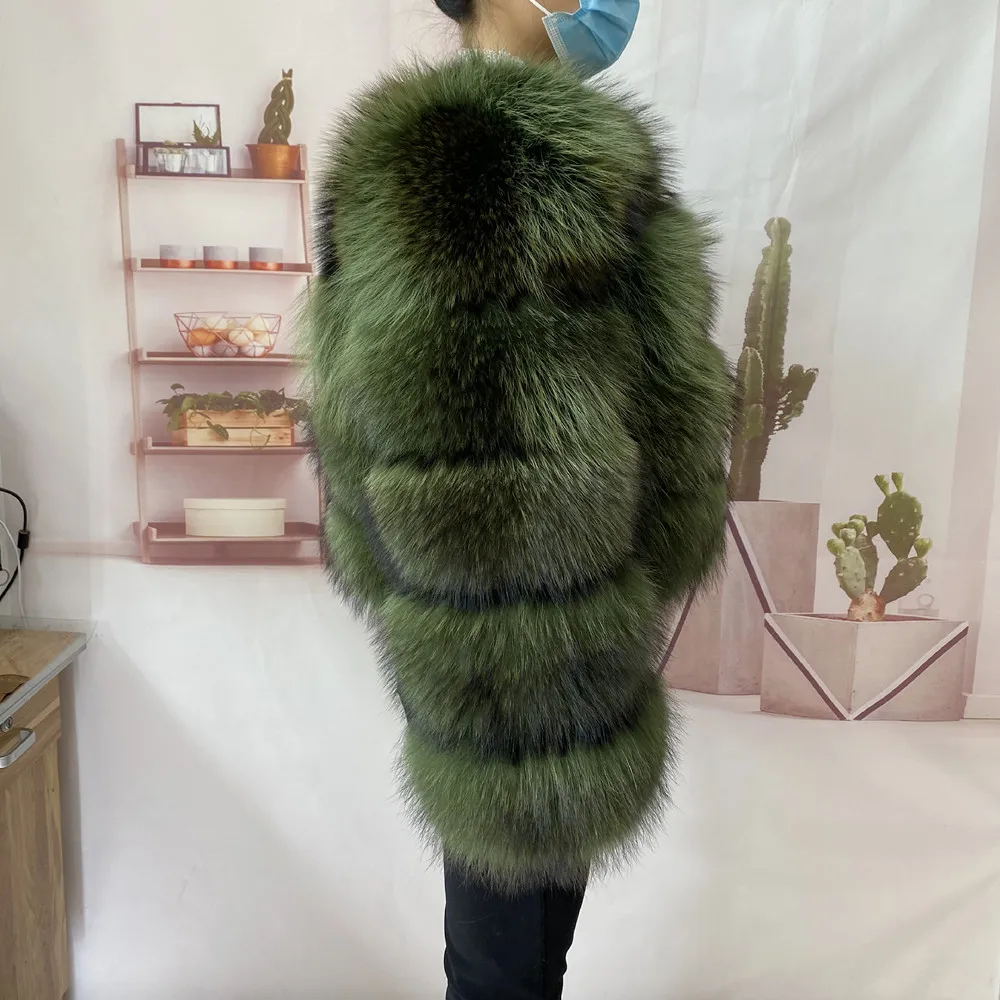 Real Natural Raccoon Jacket Women's Fashion Coats Real Fur Coat Round Neck Warm Thick Hoodie Detachable New Style