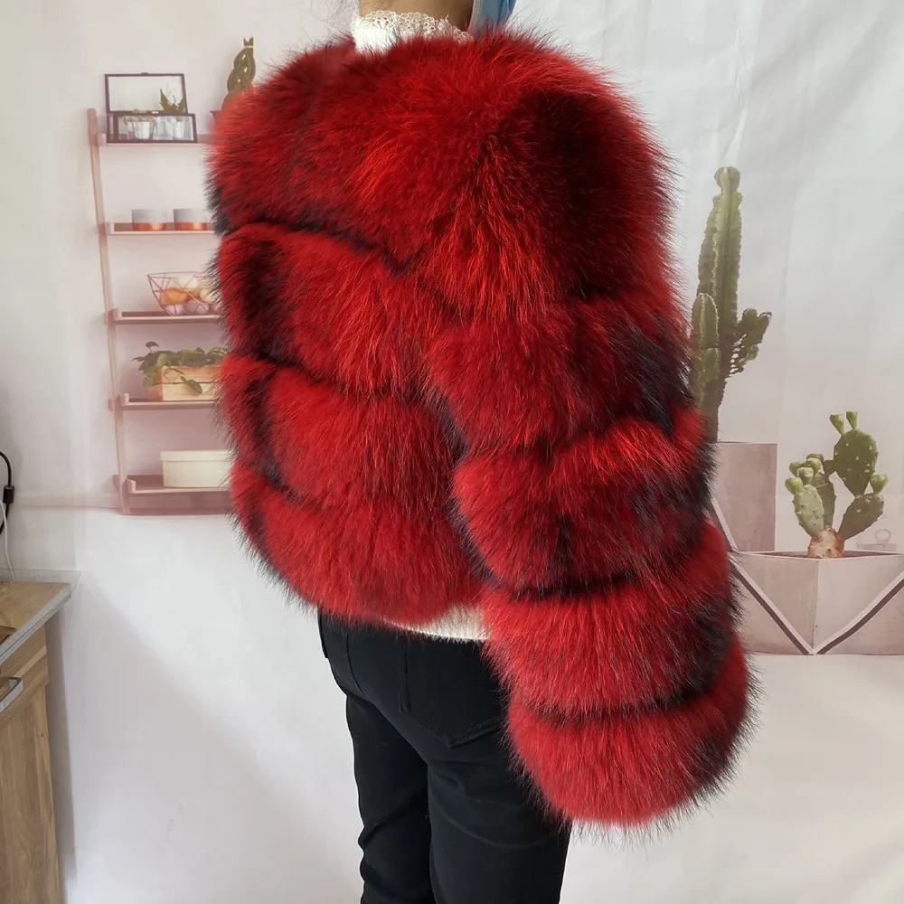 Real Natural Raccoon Jacket Women's Fashion Coats Real Fur Coat Round Neck Warm Thick Hoodie Detachable New Style