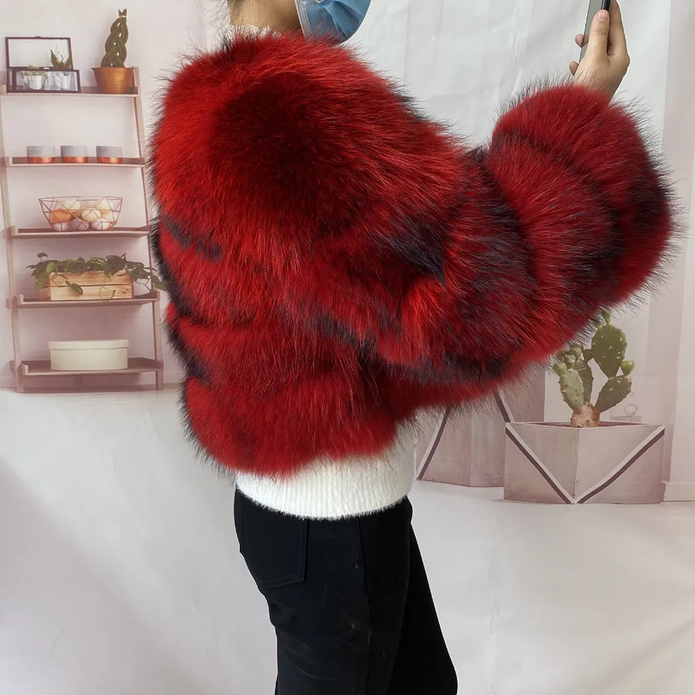 Real Natural Raccoon Jacket Women's Fashion Coats Real Fur Coat Round Neck Warm Thick Hoodie Detachable New Style
