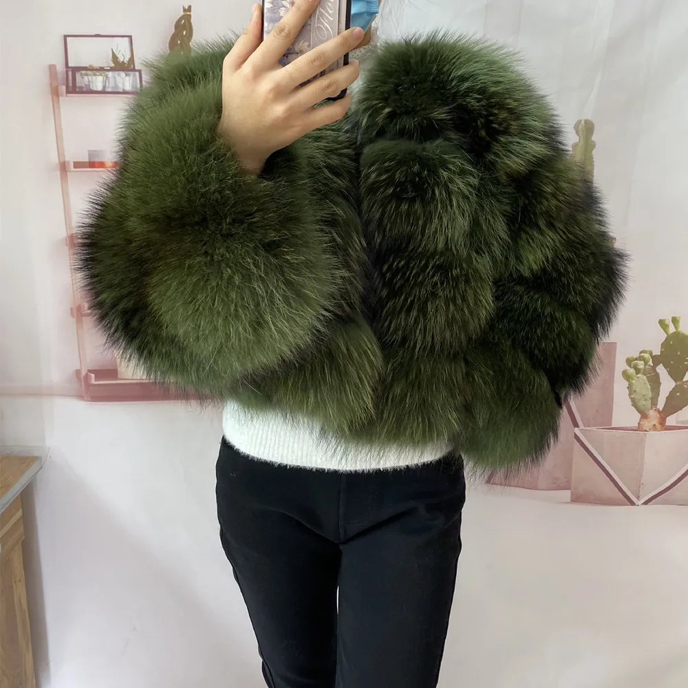 Real Natural Raccoon Jacket Women's Fashion Coats Real Fur Coat Round Neck Warm Thick Hoodie Detachable New Style