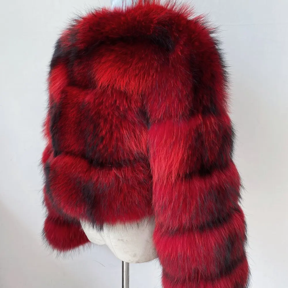 Real Natural Raccoon Jacket Women's Fashion Coats Real Fur Coat Round Neck Warm Thick Hoodie Detachable New Style