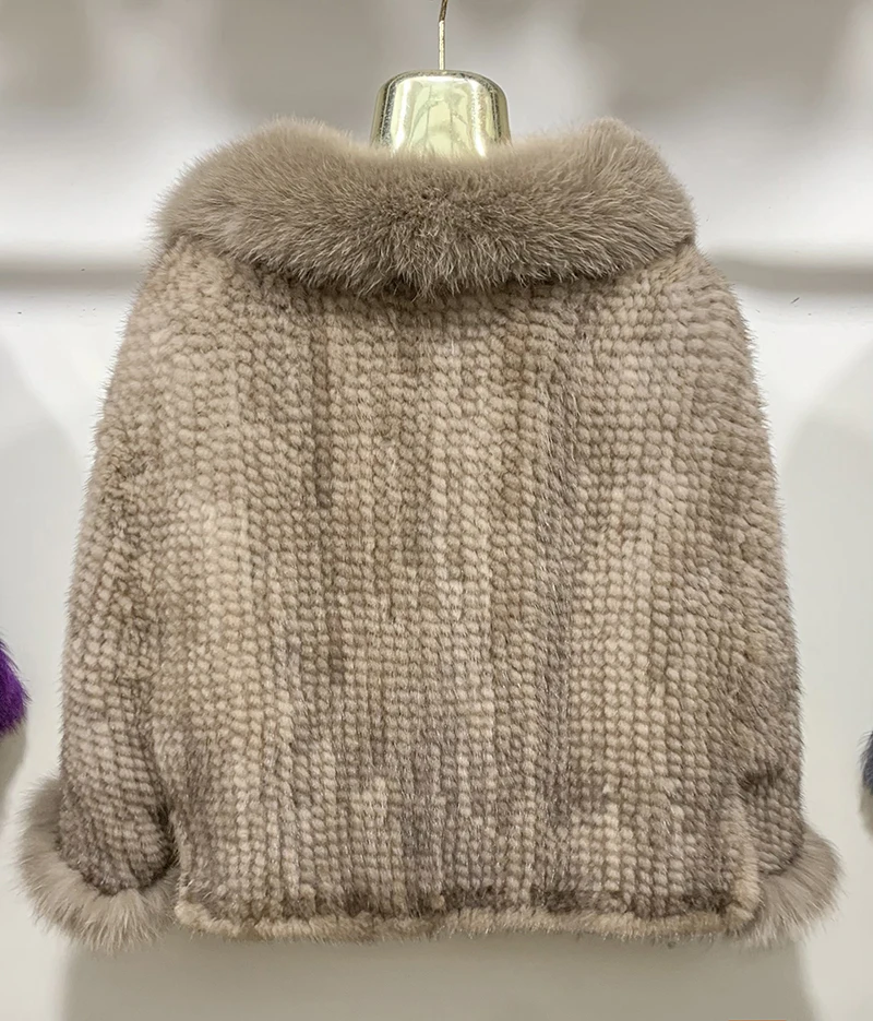 New Real Mink Fur Poncho Knitted 100% Natural Real Mink Fur Shawl Natural Fox Fur Collar Cape Autumn Winter Mink Fur Scarfs