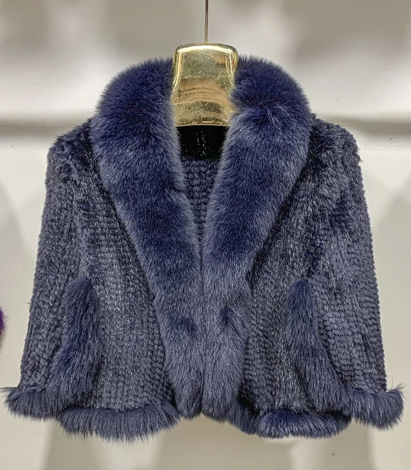 New Real Mink Fur Poncho Knitted 100% Natural Real Mink Fur Shawl Natural Fox Fur Collar Cape Autumn Winter Mink Fur Scarfs