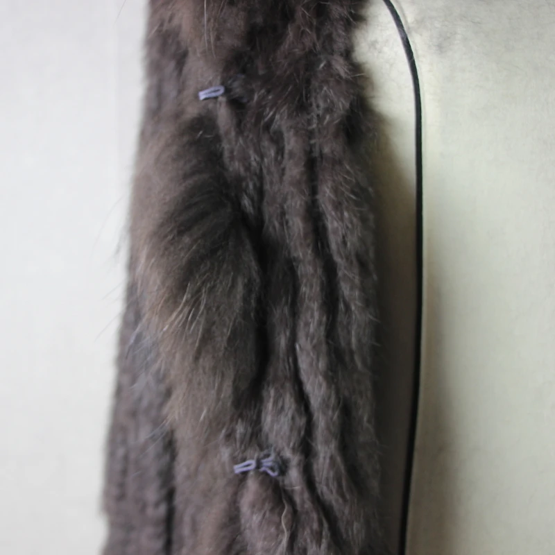 Harppihop rabbit fur Genuine Knitted coat for Women Raccoon Fur collar Jacket Trench Outwear fashion street party jacketC918