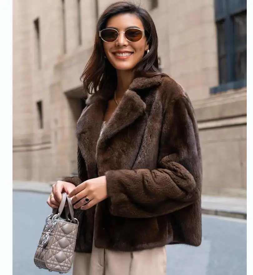 Women's 100% Genuine Mink Fur Jacket Winter Warmth Fashion European Street Style