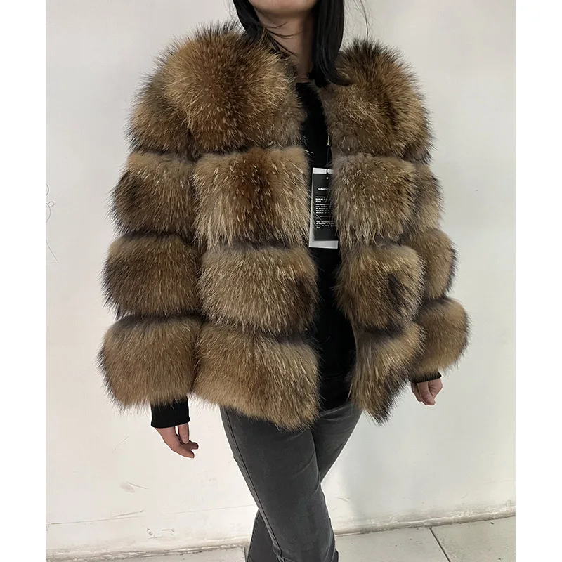2026 Maomaokong Super Hot Winter Women Luxury Thick Real Raccoon Fur Coat Natural Fox Fur Jacket Plus Size Jackets Female Vest