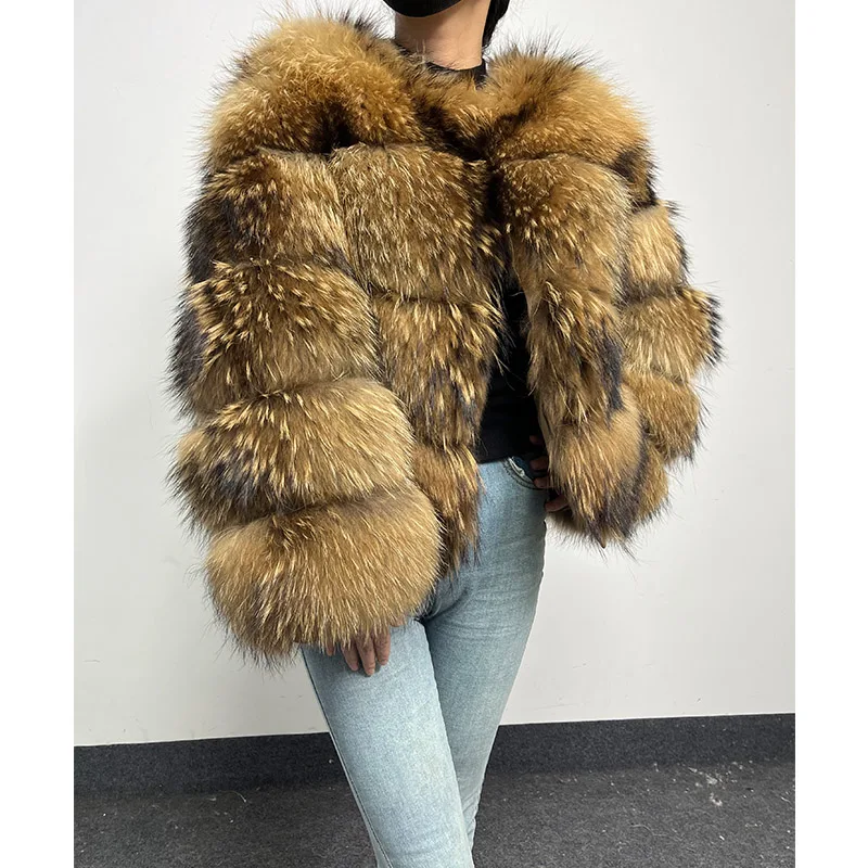2026 Maomaokong Super Hot Winter Women Luxury Thick Real Raccoon Fur Coat Natural Fox Fur Jacket Plus Size Jackets Female Vest