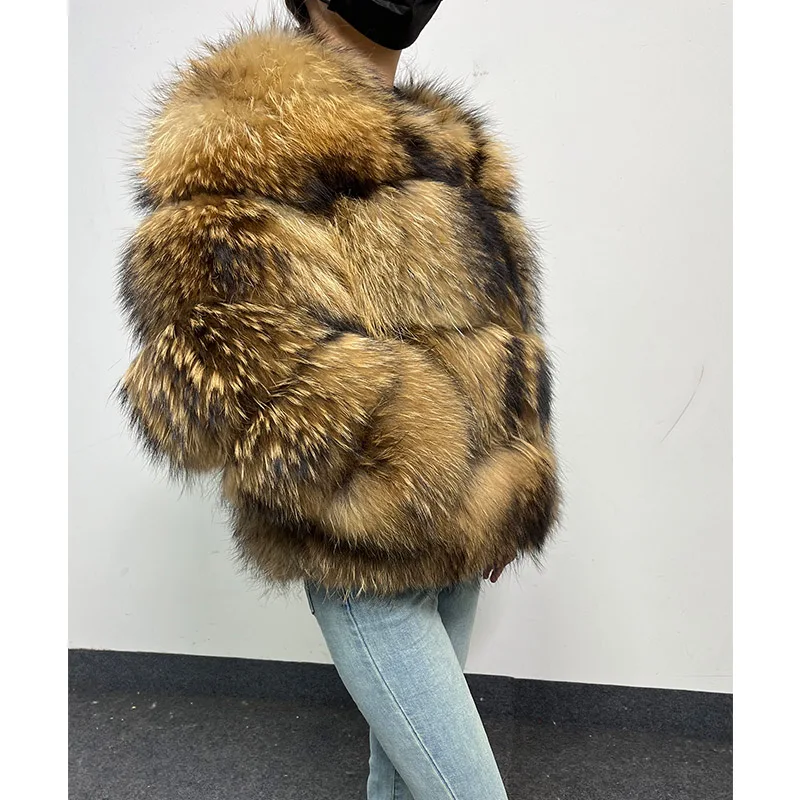 2026 Maomaokong Super Hot Winter Women Luxury Thick Real Raccoon Fur Coat Natural Fox Fur Jacket Plus Size Jackets Female Vest