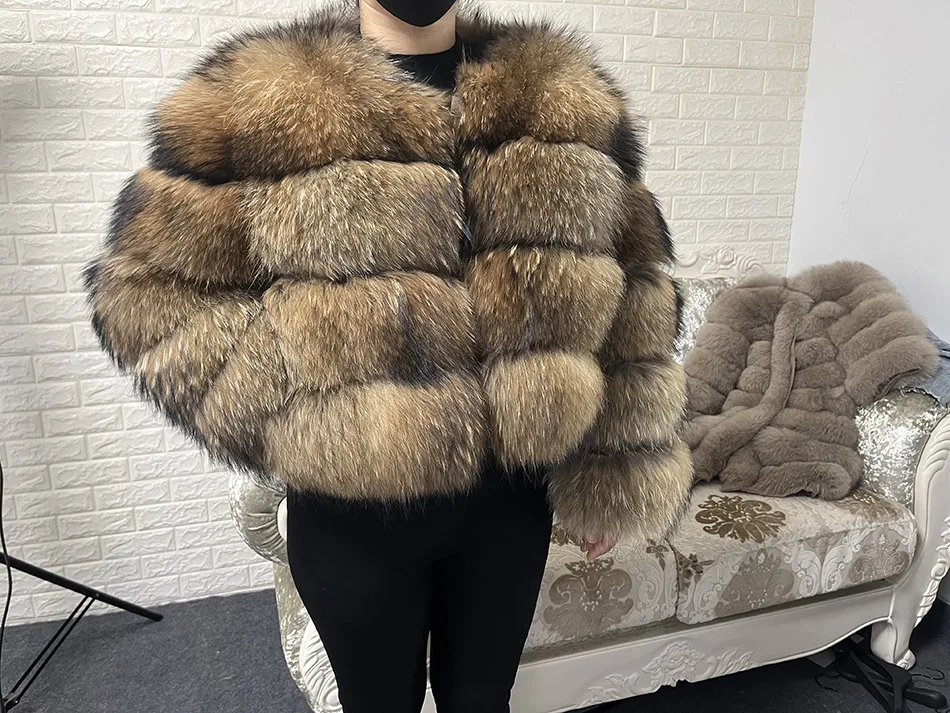 2026 Maomaokong Super Hot Winter Women Luxury Thick Real Raccoon Fur Coat Natural Fox Fur Jacket Plus Size Jackets Female Vest
