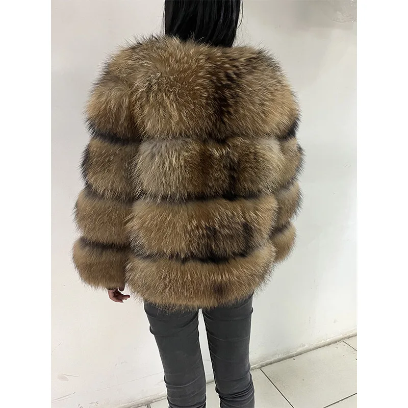 2026 Maomaokong Super Hot Winter Women Luxury Thick Real Raccoon Fur Coat Natural Fox Fur Jacket Plus Size Jackets Female Vest