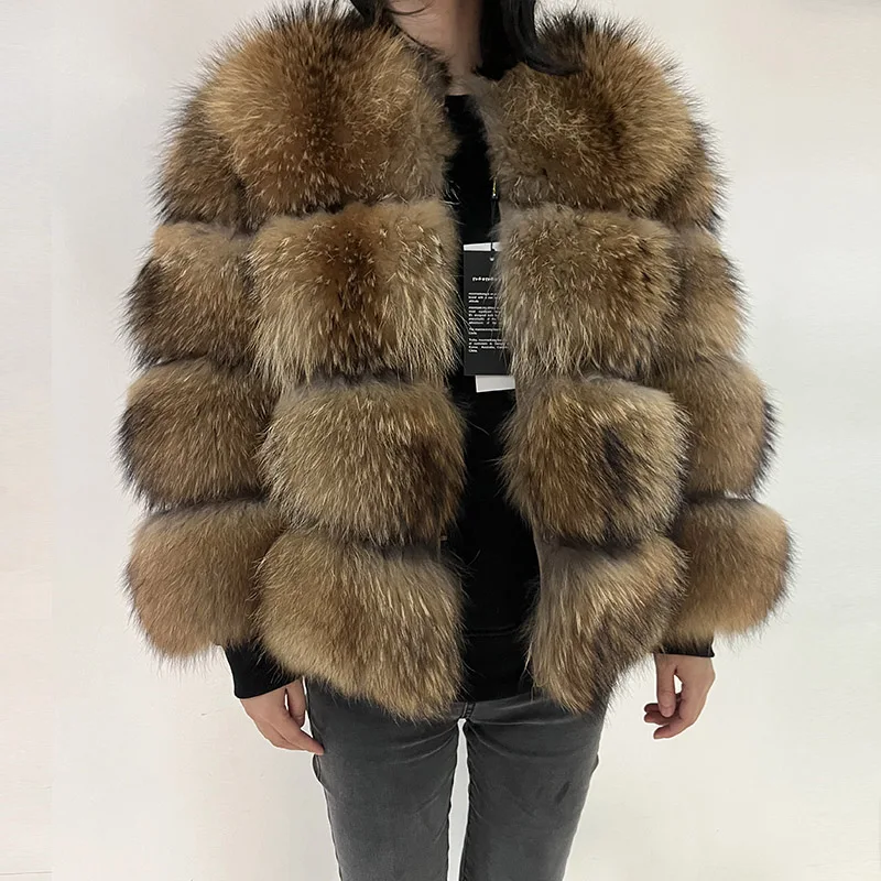 2026 Maomaokong Super Hot Winter Women Luxury Thick Real Raccoon Fur Coat Natural Fox Fur Jacket Plus Size Jackets Female Vest