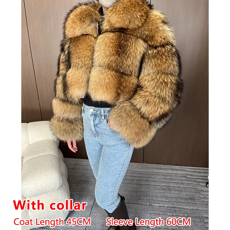 2026 Maomaokong Super Hot Winter Women Luxury Thick Real Raccoon Fur Coat Natural Fox Fur Jacket Plus Size Jackets Female Vest