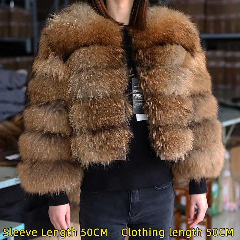 2026 Maomaokong Super Hot Winter Women Luxury Thick Real Raccoon Fur Coat Natural Fox Fur Jacket Plus Size Jackets Female Vest