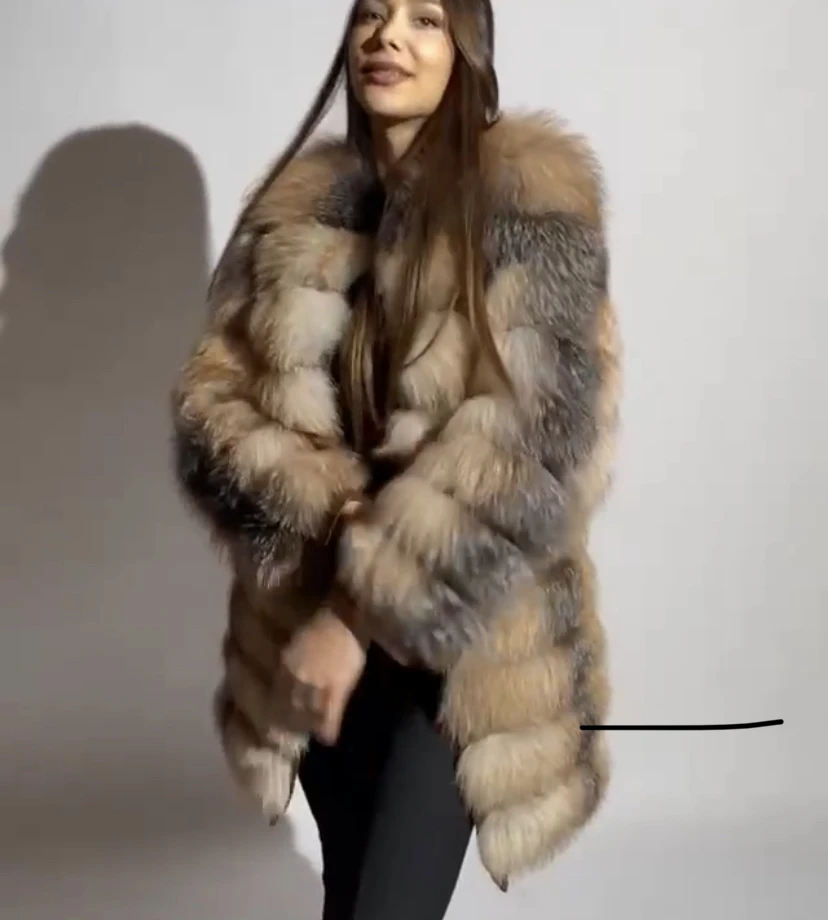 NEW Real Fur Coats Women Natural Real Fur Jackets Vest Winter Outerwear Women Silver Blue Fox Coat High Quality Fur Clothes