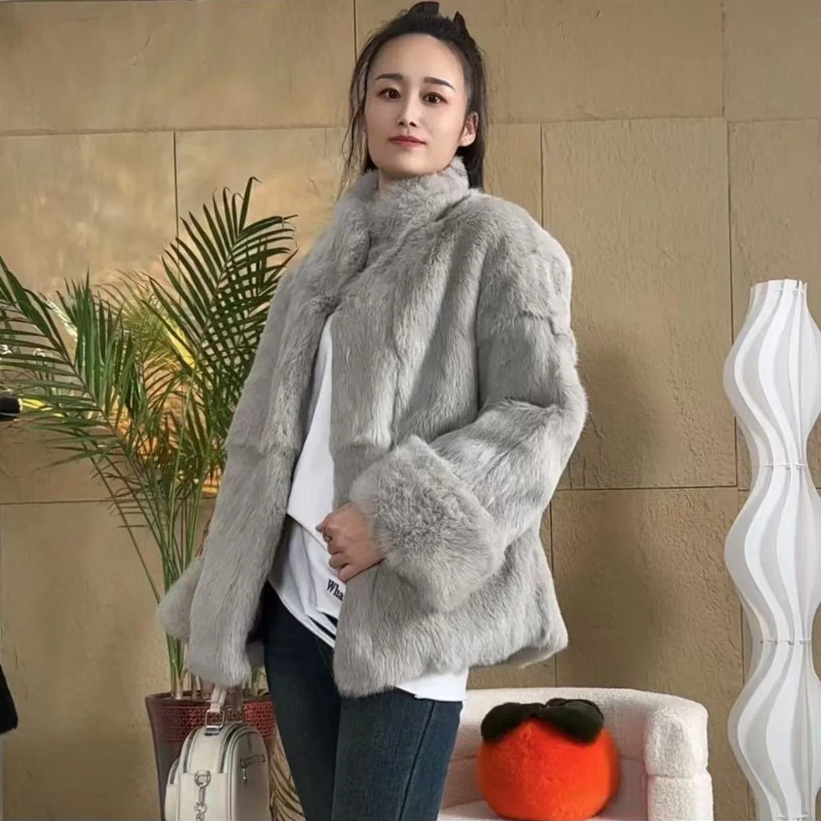 Fancy Rani Natural Fur Coat Women Winter Jacket Real Leather And Fur Bolero Women's Clothing Female Outerwears With 2024 Black